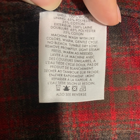Pendleton Lodge 100% Virgin Wool Plaid Long Sleeve Button Down Size Medium - Picture 9 of 10